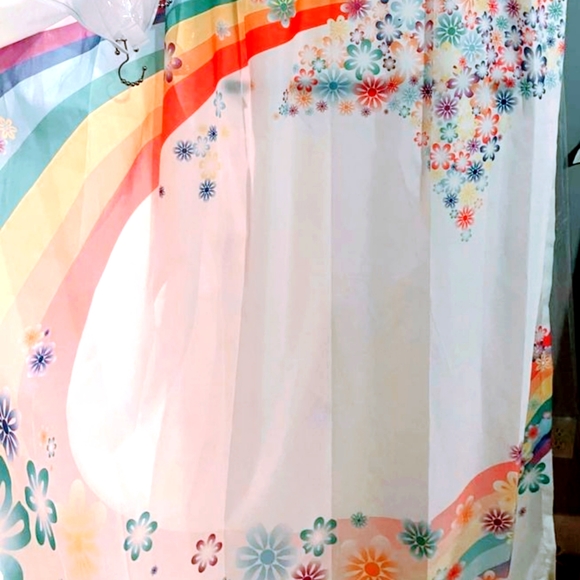 Abstract Floral Rainbow Stars Flowers 60's Home Decor Design Shower Curtain Set - Picture 2 of 3